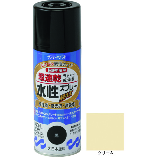 トラスコ中山 サンデーペイント 水性ラッカースプレーMAX 300ml クリーム（ご注文単位1本）【直送品】