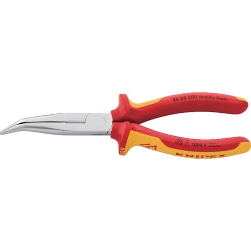 トラスコ中山 KNIPEX 絶縁1000V先曲ロングラジオペンチ 200mm（ご注文単位1個）【直送品】