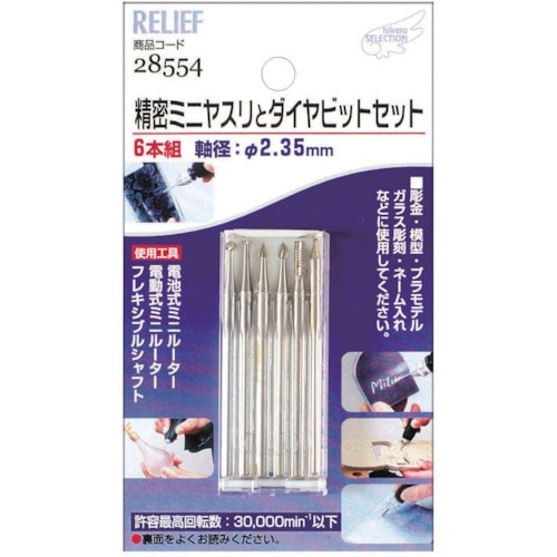 トラスコ中山 RELIEF 精密ミニヤスリ（2.35MM軸） 852-7909  (ご注文単位1個) 【直送品】