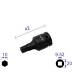 トラスコ中山 ナック ヘキサゴンレンチソケット ショートタイプ 差込角9.52x対辺10mm（ご注文単位1個）【直送品】