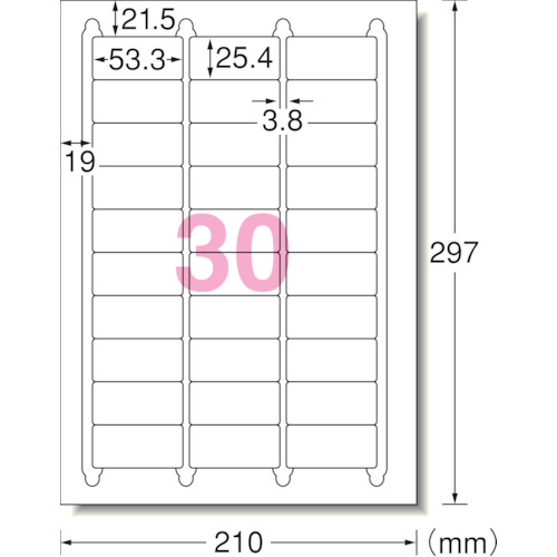 トラスコ中山 3M エーワン[[TM上]] ラベルシール(プリンタ兼用)キレイにはがせる 30面 (10枚)（ご注文単位1パック）【直送品】