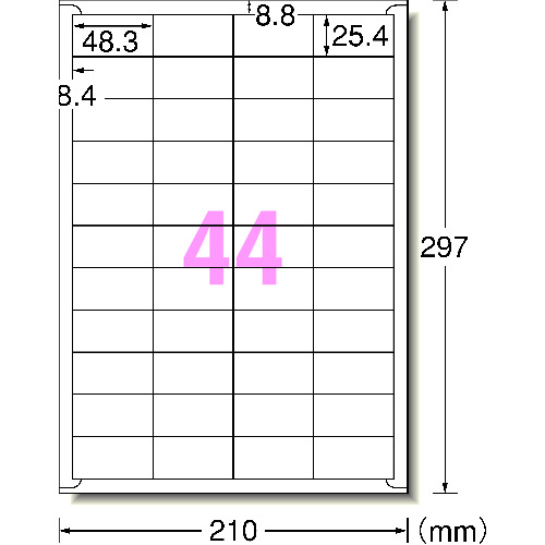 トラスコ中山 3M エーワン[[TM上]] ラベルシール(プリンタ兼用)再生紙 44面 四辺余白付 100枚（ご注文単位1パック）【直送品】