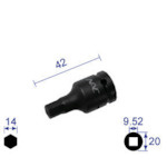 トラスコ中山 ナック ヘキサゴンレンチソケット ショートタイプ 差込角9.52x対辺14mm（ご注文単位1個）【直送品】