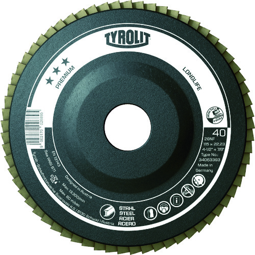 トラスコ中山 TYROLIT フラップディスク ロングライフ 125mm ＃40 836-7700  (ご注文単位1枚) 【直送品】