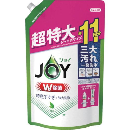 トラスコ中山 P＆G ジョイ W除菌 食器用洗剤 緑茶 詰め替え 超特大ジャンボ 1425ml（ご注文単位1個）【直送品】