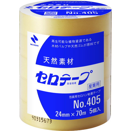 トラスコ中山 ニチバン セロテープ 405 24mm×70m バイオマスマーク認定製品（ご注文単位5巻）【直送品】