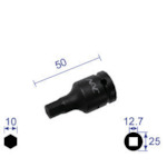 トラスコ中山 ナック ヘキサゴンレンチソケット ショートタイプ 差込角12.7x対辺10mm（ご注文単位1個）【直送品】