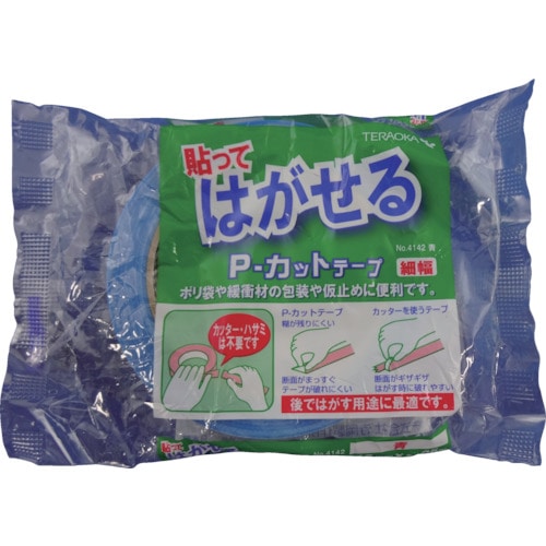 トラスコ中山 TERAOKA P-カットテープ NO.4142 青 18mmX25M（ご注文単位1巻）【直送品】