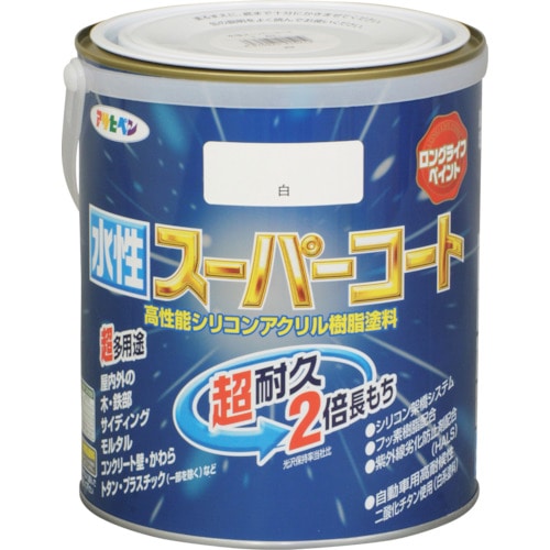 トラスコ中山 アサヒペン 水性スーパーコート 1.6L 白 125-1860  (ご注文単位1個) 【直送品】