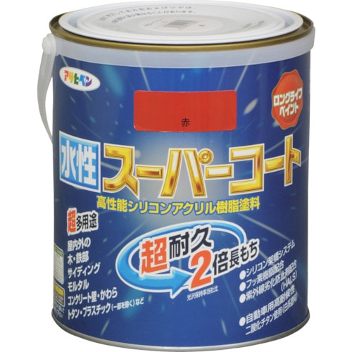 トラスコ中山 アサヒペン 水性スーパーコート 1.6L 赤 125-1861  (ご注文単位1個) 【直送品】