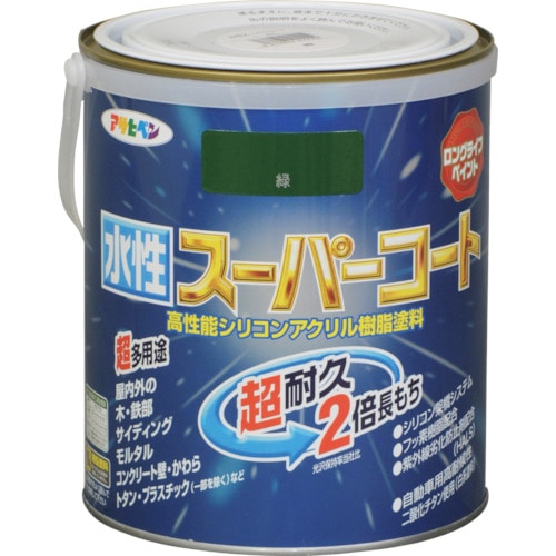 トラスコ中山 アサヒペン 水性スーパーコート 1.6L 緑（ご注文単位1個）【直送品】