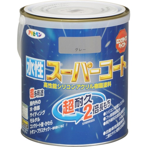 トラスコ中山 アサヒペン 水性スーパーコート 1.6L グレー 125-1823  (ご注文単位1個) 【直送品】