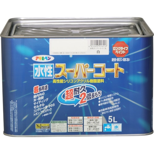 トラスコ中山 アサヒペン 水性スーパーコート 5L 白 125-0289  (ご注文単位1個) 【直送品】