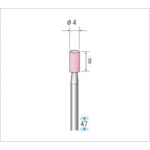 トラスコ中山 ナカニシ 軸付砥石(1Pk(袋)＝10本入)粒度#80 ピンク 円筒 外径4mm（ご注文単位1パック）【直送品】