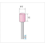 トラスコ中山 ナカニシ 軸付砥石(1Pk(袋)＝10本入)粒度#80 ピンク 円筒 外径8mm（ご注文単位1パック）【直送品】