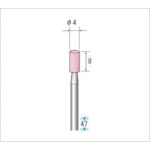 トラスコ中山 ナカニシ 軸付砥石(1Pk(袋)＝10本入)粒度100 ピンク 円筒 外径4mm（ご注文単位1パック）【直送品】