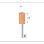 トラスコ中山 ナカニシ 軸付砥石(1Pk(袋)＝10本入)粒度#60 レッド 円筒 外径8mm（ご注文単位1パック）【直送品】