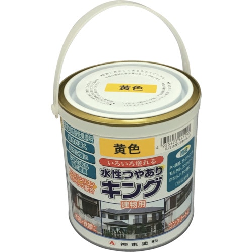 トラスコ中山 シントー 建物用塗料(水性) つやありキング 黄色 0.7L（ご注文単位1缶）【直送品】