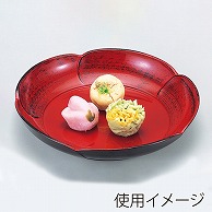 福井クラフト 7.8寸梅型菓子鉢 朱に黒カスリ 75000890 1個（ご注文単位1個）【直送品】