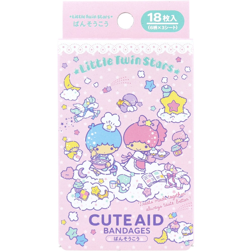 サンタン　キャラクターばんそうこう CUTE AID リトルツインスターズ 18枚入 1箱（ご注文単位1箱）【直送品】