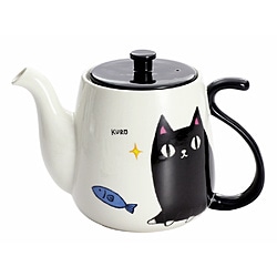 セラミック藍　CERAMIC　AI 猫3兄弟しっぽポット　kuro 700ml 1個（ご注文単位1個）【直送品】