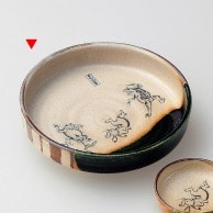 山万 織部　鳥獣戯画　5寸平鉢　手造り  04905-469 1個（ご注文単位1個）【直送品】