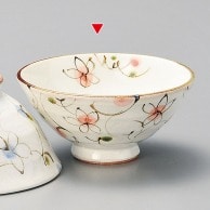 山万 粉引　花唐草飯碗小　紅  44104-279 1個（ご注文単位1個）【直送品】