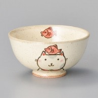 山万 粉引　ねこ子供茶碗  44928-519 1個（ご注文単位1個）【直送品】