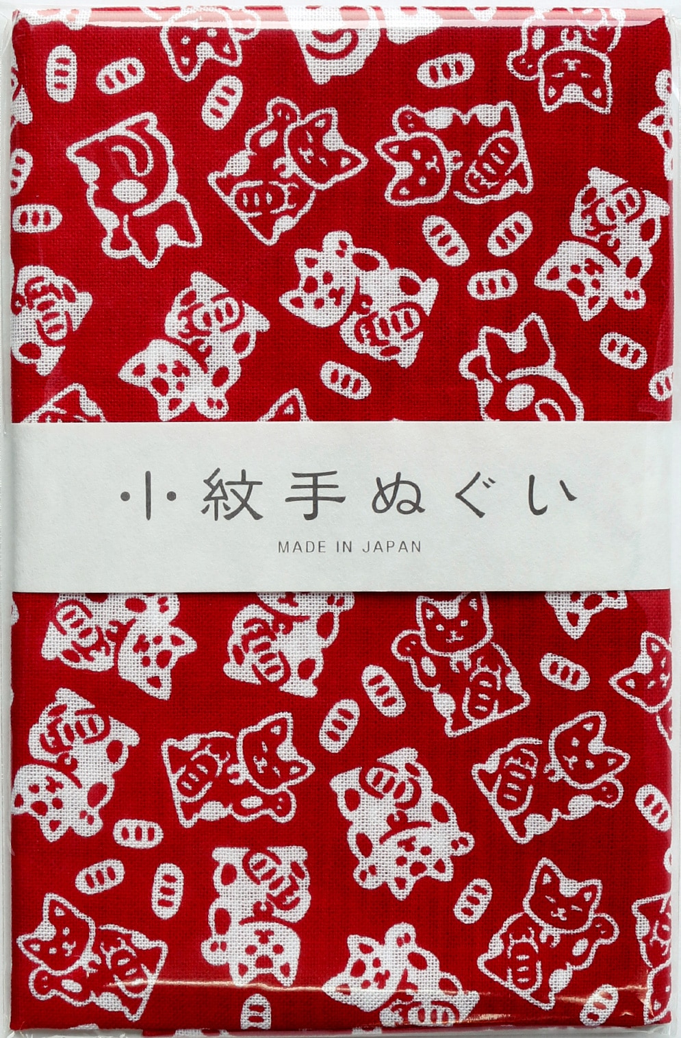 日本紐釦貿易 小絞手ぬぐい 招きねこ 33×90cm 赤 MYM33477 （ご注文単位1個）【直送品】