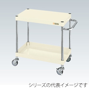 サカエ CSパールワゴン　軽量タイプ　2段 ナイロンウレタン車　アイボリー CSP-9062LNUI 1台（ご注文単位1台）【直送品】