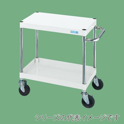 サカエ CSパールワゴン　中量　2段　直進安定金具付 ゴム車　パールホワイト CSP-6062YW 1台（ご注文単位1台）【直送品】