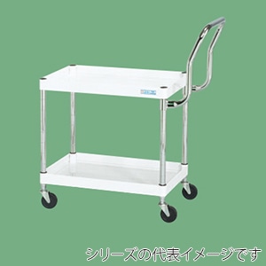 サカエ CSパールワゴン　軽量取手ハイタイプ　2段 ゴム車　パールホワイト CSP-6062LHTW 1台（ご注文単位1台）【直送品】