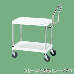 サカエ CSパールワゴン　中量　2段　取手ハイタイプ ゴム車　パールホワイト CSP-6062HTW 1台（ご注文単位1台）【直送品】