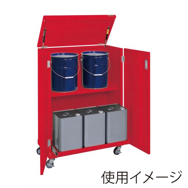 サカエ 一斗缶保管庫　一斗缶・ペール缶兼用タイプ　移動式 レッド KU-ITKCR 1台（ご注文単位1台）【直送品】