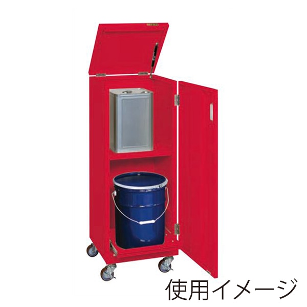 サカエ 一斗缶保管庫　一斗缶・ペール缶兼用タイプ　移動式 レッド KU-ITKFR 1台（ご注文単位1台）【直送品】