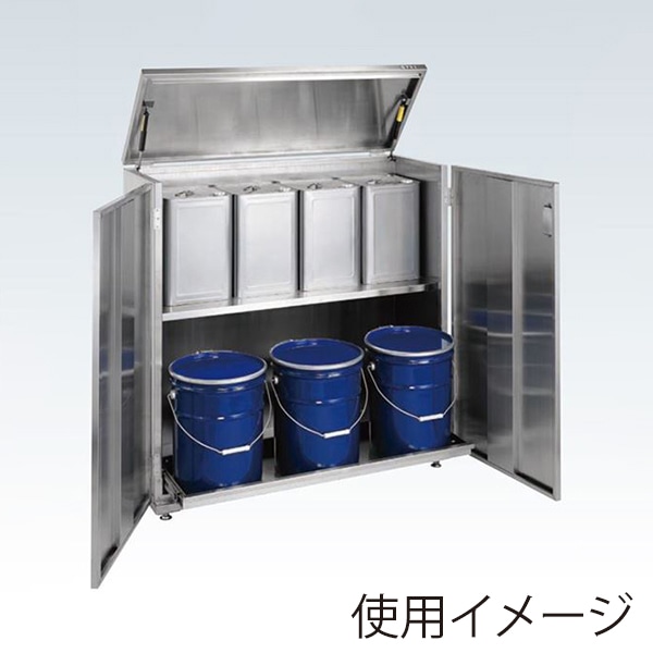 サカエ 一斗缶保管庫　ペール缶兼用タイプ　固定式　2段 SUS430 SU4-ITKB 1台（ご注文単位1台）【直送品】