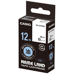 カシオ 油面対応テープ NAME LAND（ネームランド） 白 XR-12TRWE ［黒文字 /12mm幅］ XR12TRWE 1個（ご注文単位1個）【直送品】