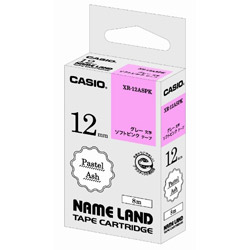 カシオ パステルアッシュテープ NAME LAND（ネームランド） ソフトピンク XR-12ASPK ［グレー文字 /12mm幅］ XR12ASPK 1個（ご注文単位1個）【直送品】