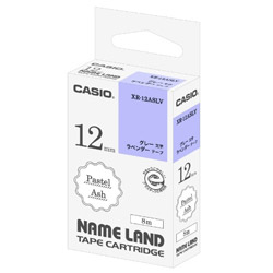 カシオ パステルアッシュテープ NAME LAND（ネームランド） ラベンダー XR-12ASLV ［グレー文字 /12mm幅］ XR12ASLV 1個（ご注文単位1個）【直送品】