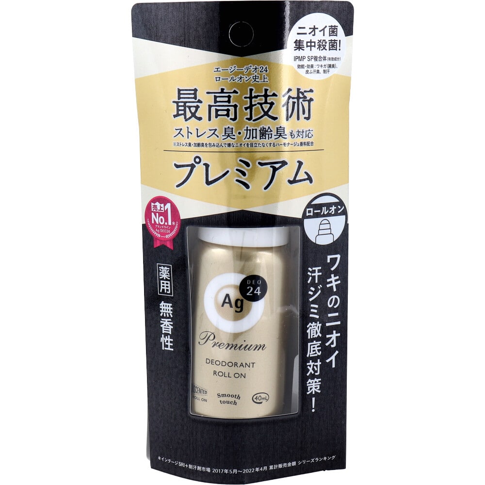 ファイントゥデイ　エージーデオ24 プレミアムデオドラントロールオン 無香性 40mL　1個（ご注文単位1個）【直送品】