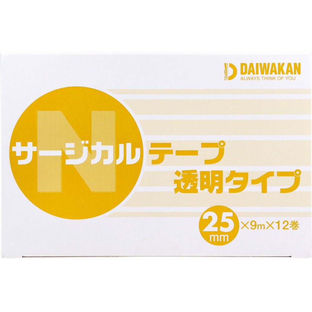 大和漢　サージカルテープ 透明タイプ 25mm×9m×12巻入　1パック（ご注文単位1パック）【直送品】