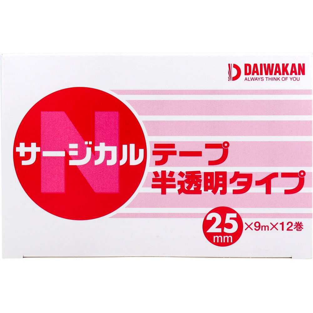 大和漢　サージカルテープ 半透明タイプ 25mm×9m×12巻入　1パック（ご注文単位1パック）【直送品】