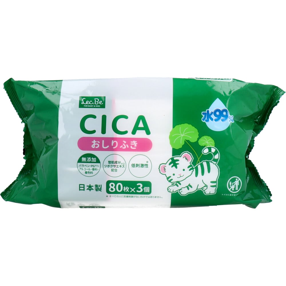 レック　CICA 水99％ 赤ちゃんのおしりふき 80枚×3個入　1パック（ご注文単位1パック）【直送品】