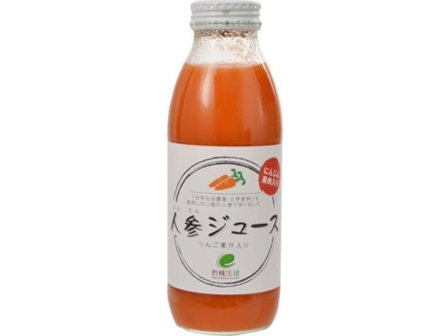 イー・有機生活人参ジュースりんご果汁入瓶350ml※軽（ご注文単位12個）【直送品】