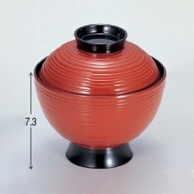 若泉漆器 3.8寸千筋小吸椀　朱つば黒  W-1-14 1個（ご注文単位1個）【直送品】