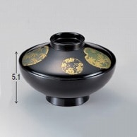 若泉漆器 4寸平富士椀　黒花丸  W-5-39 1個（ご注文単位1個）【直送品】