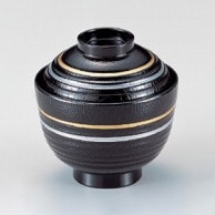 若泉漆器 3寸荒筋木目椀　黒に金銀ライン  W-5-50 1個（ご注文単位1個）【直送品】