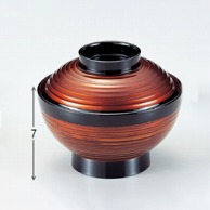 若泉漆器 4.2寸平筋椀　茶金帯内朱  W-5-78 1個（ご注文単位1個）【直送品】