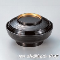 若泉漆器 5.5寸線筋平煮物椀　黒つば金  W-7-9 1個（ご注文単位1個）【直送品】