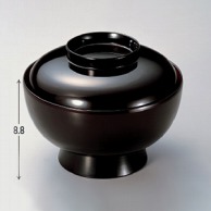 若泉漆器 加賀丼　黒内朱  W-7-54 1個（ご注文単位1個）【直送品】